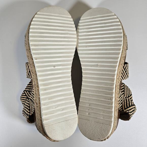 L Steve Madden Kimmie Flatform Espadrille Sandals Black Tan Womens Size 9 Jute - Picture 8 of 10